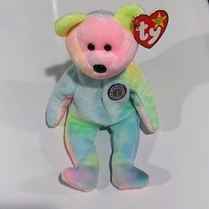 1999 ty B.B. Bear, the birthday bear beanie baby